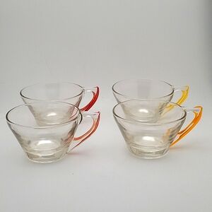 Hazel Atlas Gay Fad Painted Handle Cups- Four